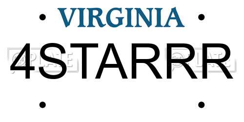 4STARRR Virginia License Plate