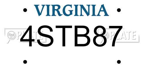 4STB87 Virginia License Plate