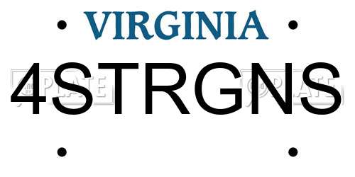 4STRGNS Virginia License Plate