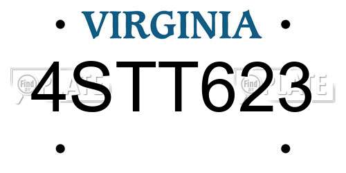 4STT623 Virginia License Plate
