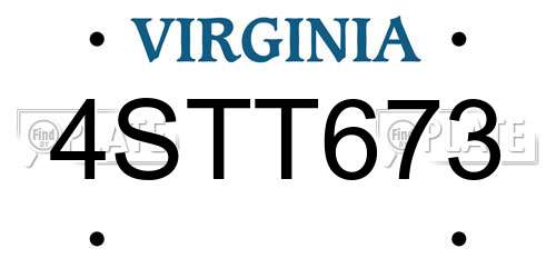 4STT673 Virginia License Plate