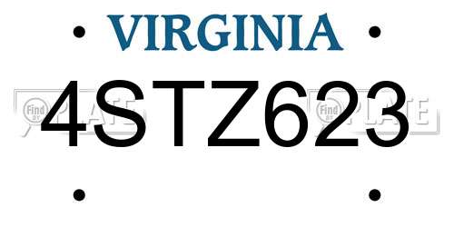 4STZ623 Virginia License Plate