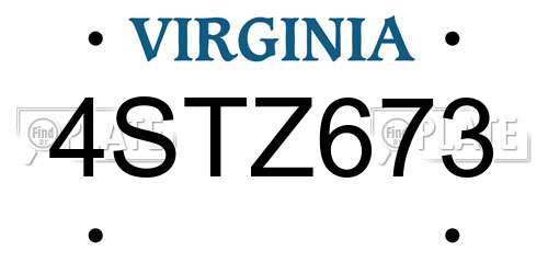4STZ673 Virginia License Plate