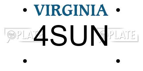4SUN Virginia License Plate