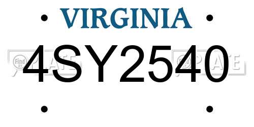 4SY2540 Virginia License Plate