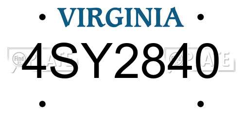 4SY2840 Virginia License Plate