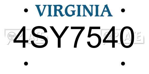4SY7540 Virginia License Plate