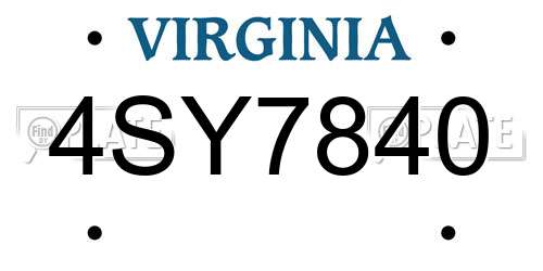 4SY7840 Virginia License Plate