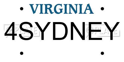 4SYDNEY Virginia License Plate