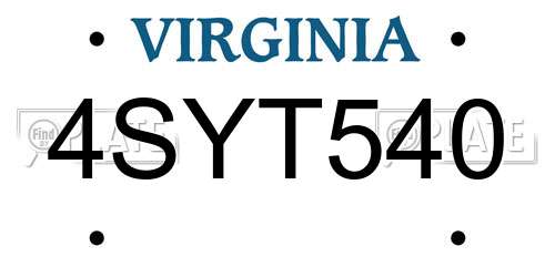 4SYT540 Virginia License Plate