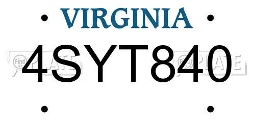 4SYT840 Virginia License Plate