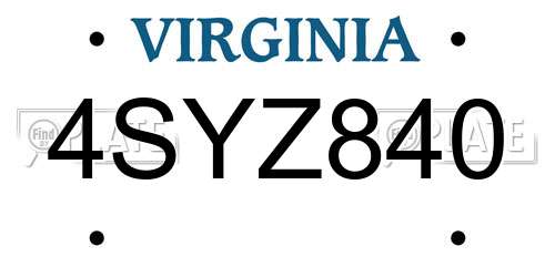 4SYZ840 Virginia License Plate