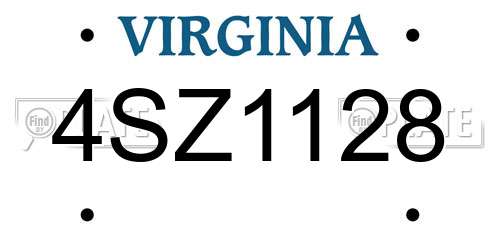 4SZ1128 Virginia License Plate