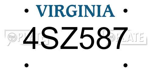 4SZ587 Virginia License Plate