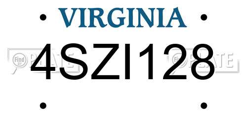 4SZI128 Virginia License Plate