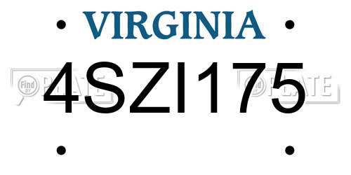 4SZI175 Virginia License Plate