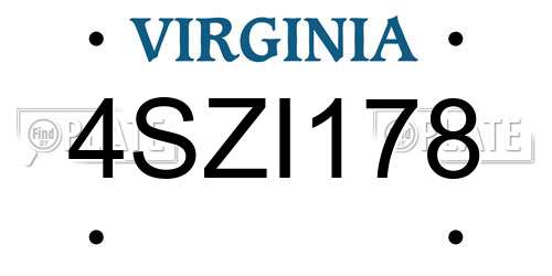 4SZI178 Virginia License Plate