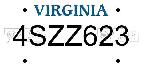 4SZZ623 Virginia License Plate