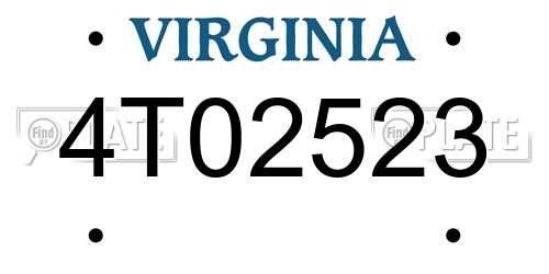 4T02523 Virginia License Plate