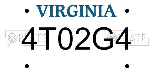 4T02G4 Virginia License Plate