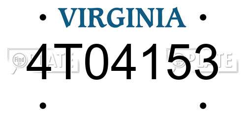 4T04153 Virginia License Plate