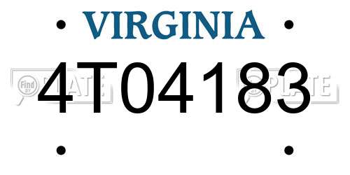 4T04183 Virginia License Plate