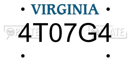 4T07G4 Virginia License Plate