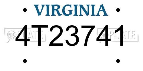 4T23741 Virginia License Plate