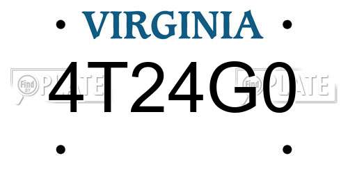 4T24G0 Virginia License Plate