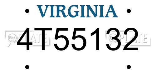 4T55132 Virginia License Plate