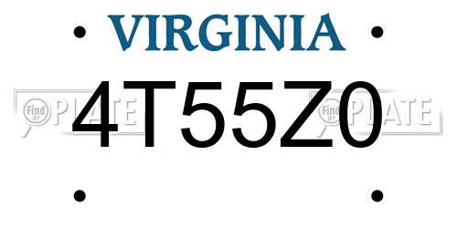 4T55Z0 Virginia License Plate