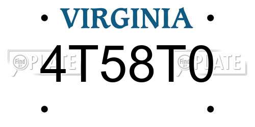 4T58T0 Virginia License Plate
