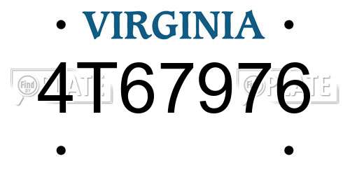 4T67976 Virginia License Plate