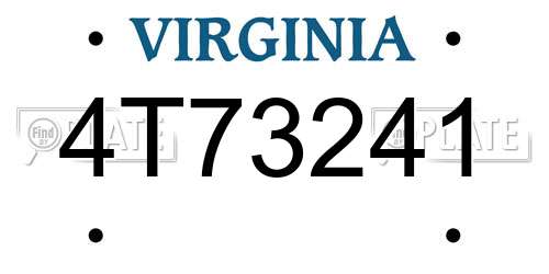 4T73241 Virginia License Plate
