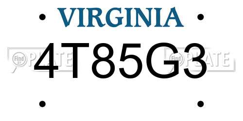 4T85G3 Virginia License Plate