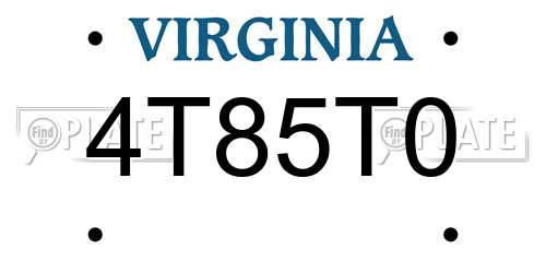 4T85T0 Virginia License Plate