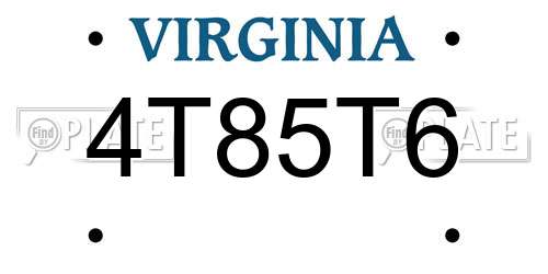 4T85T6 Virginia License Plate