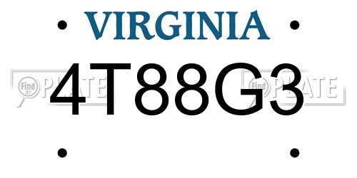 4T88G3 Virginia License Plate