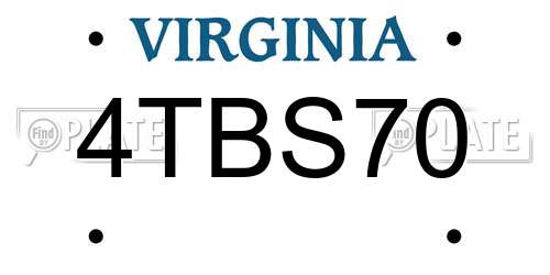 4TBS70 Virginia License Plate