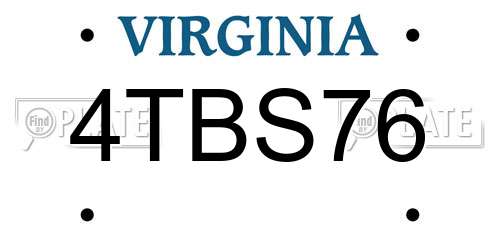 4TBS76 Virginia License Plate