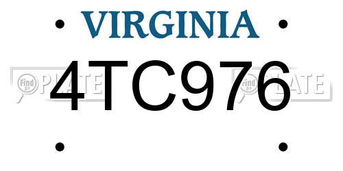 4TC976 Virginia License Plate