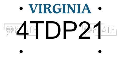 4TDP21 Virginia License Plate
