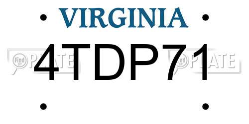 4TDP71 Virginia License Plate