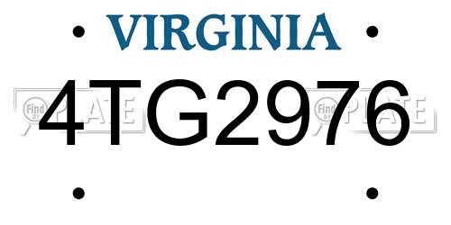 4TG2976 Virginia License Plate