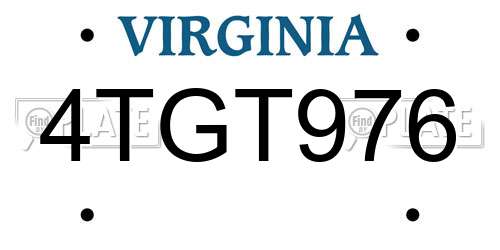 4TGT976 Virginia License Plate