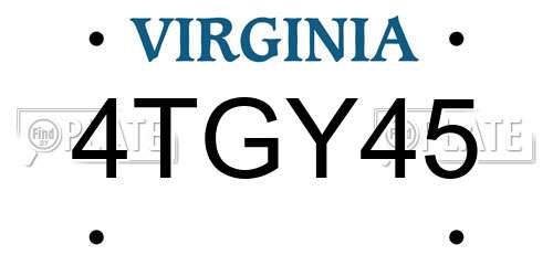 4TGY45 Virginia License Plate