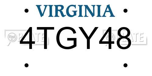 4TGY48 Virginia License Plate