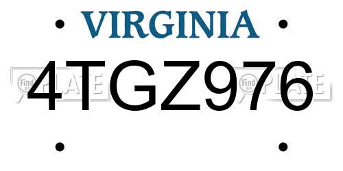 4TGZ976 Virginia License Plate