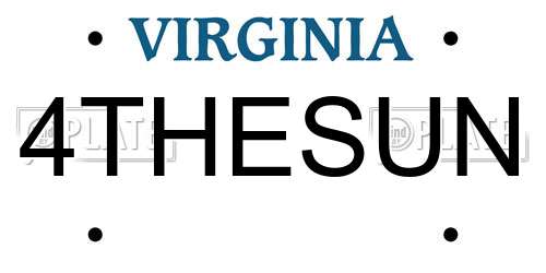 4THESUN Virginia License Plate