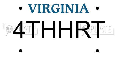 4THHRT Virginia License Plate
